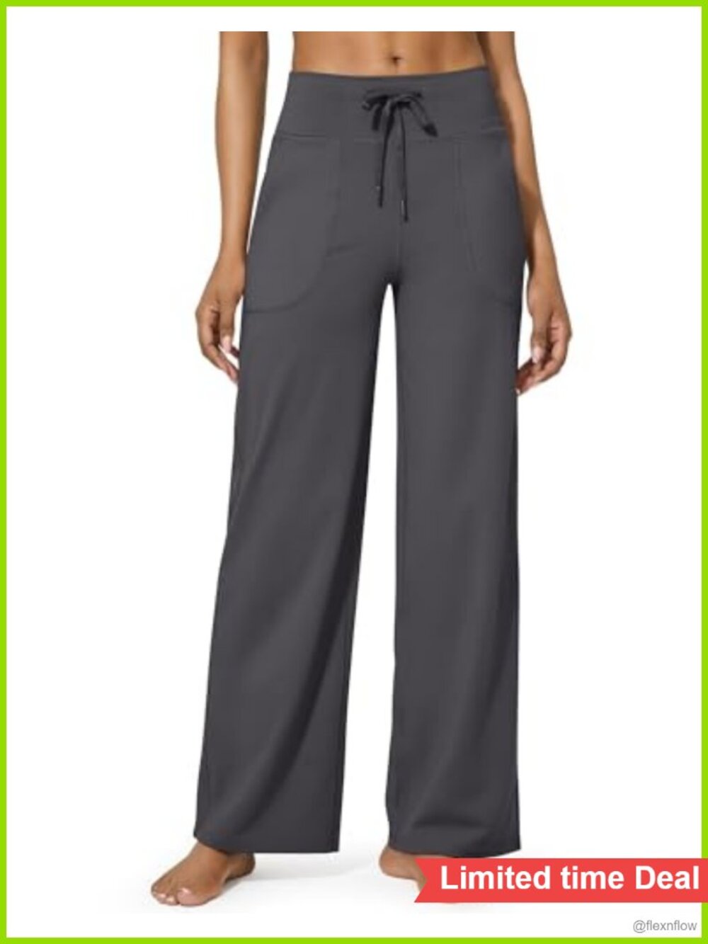 Wide Leg Yoga Sweatpants High Rise Drawstring Pockets